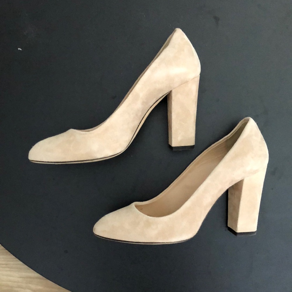 J.Crew - stella suede block heels / sandy brown